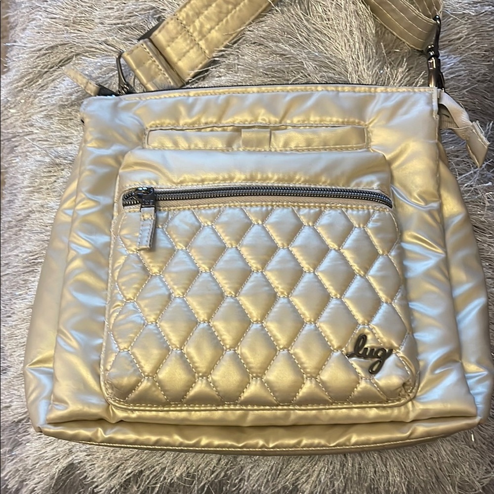 Lug Quilted Crossbody Bag - Gold Pearl